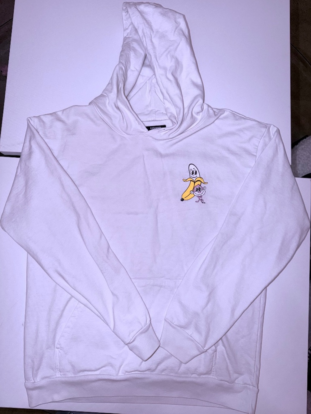 Bananas Monkey White Graphic Hoodie